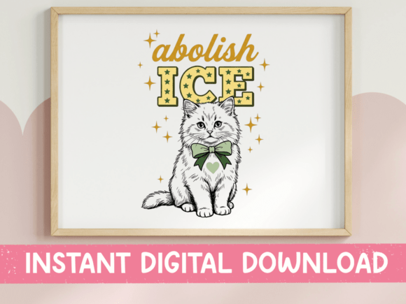 Abolish ICE Fluffy Cat SVG Gold