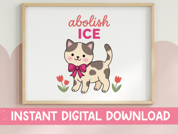 Abolish ICE Kawaii Cat SVG Floral