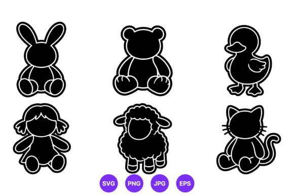 Black White Animal Toy Silhouettes