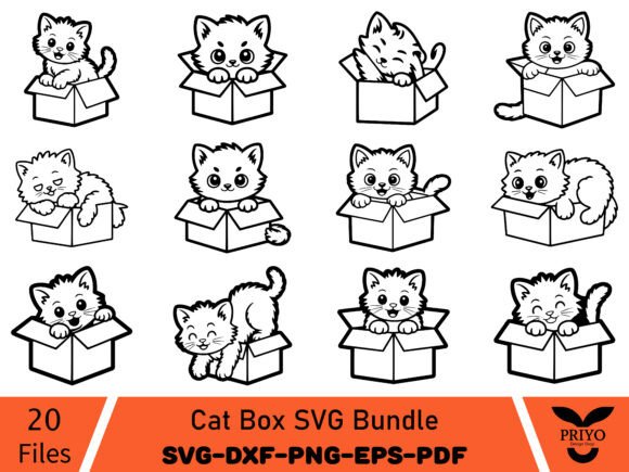 Cat Box SVG Bundle: Cute Cat SVG Bundle
