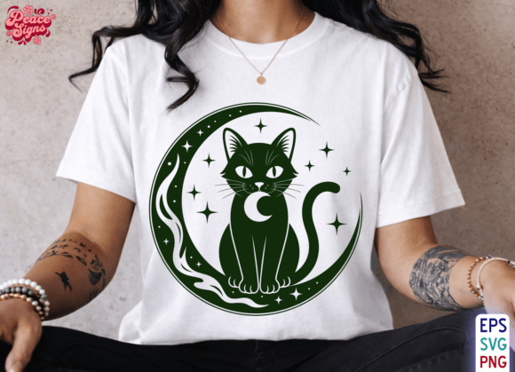 Crescent Moon Cat SVG, Witchy Svg, Cat