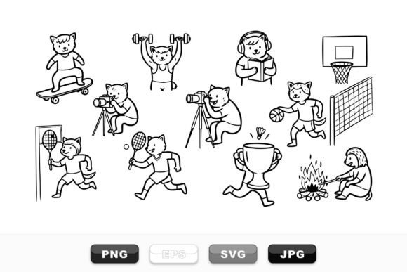 Cute Animal Sports Clipart Set