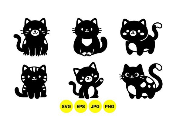 Cute Black Cat SVG Clipart