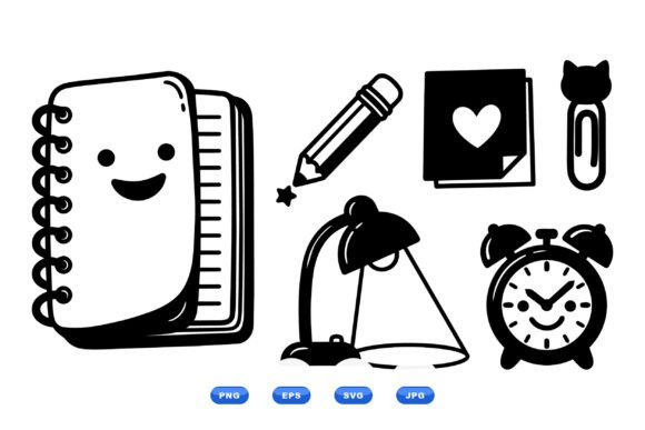 Cute Kawaii Stationery Clipart
