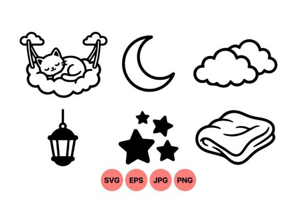 Cute Sleepy Cat SVG Clipart