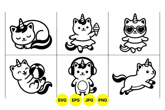 Cute Unicorn Cat SVG Designs