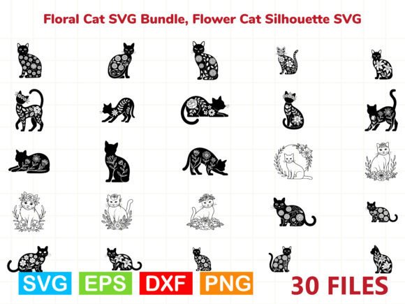Floral Cat SVG: A Delicate, Versatile Embroidery Design