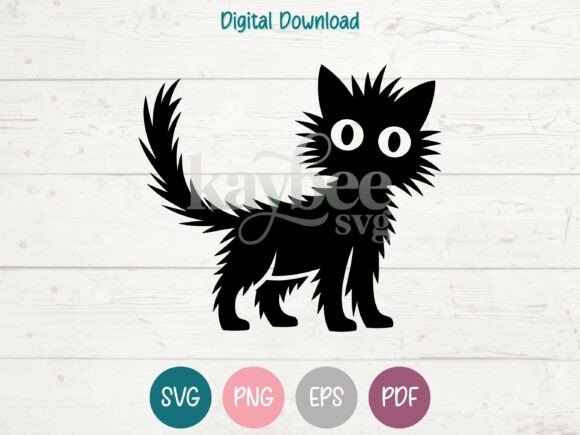 Frazzled Black Cat SVG PNG EPS PDF