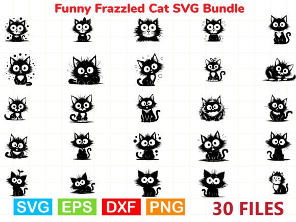 Funny Frazzled Cat SVG Bundle