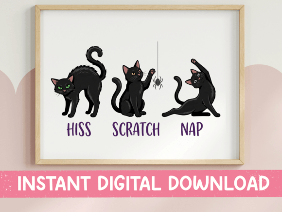 Hiss Scratch Nap Black Cat SVG