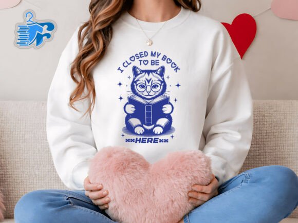 I Closed My Book to Be Here Cat SVG