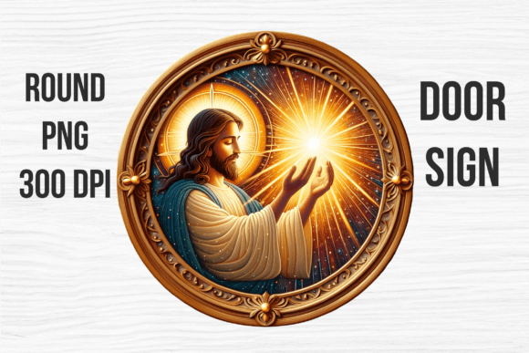 Jesus Praying in Divine Light Door Sign