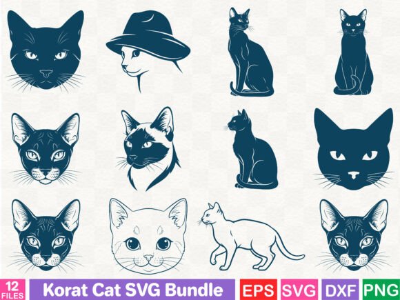 Korat Cat SVG Bundle