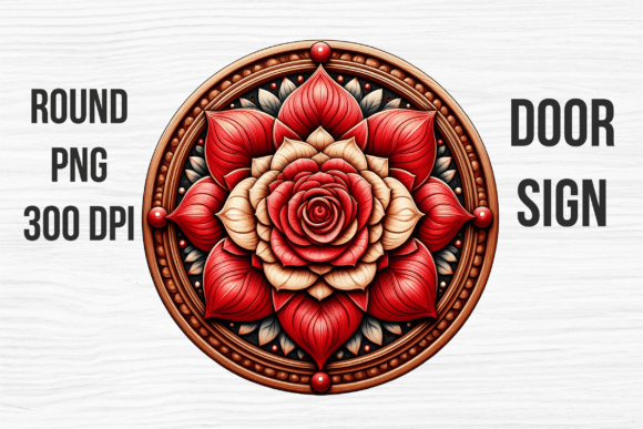 Mandala Rose Flower Door Sign Design