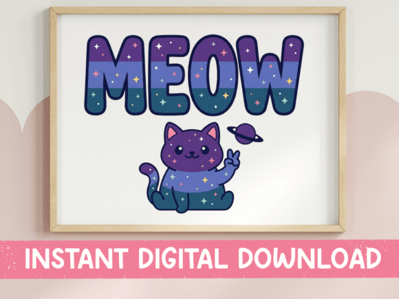 Meow Galaxy Cat SVG: Bold, Playful & Embroidery-Ready