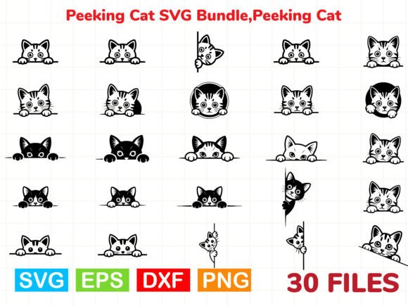 Peeking Cat SVG Bundle, Peeking Cat