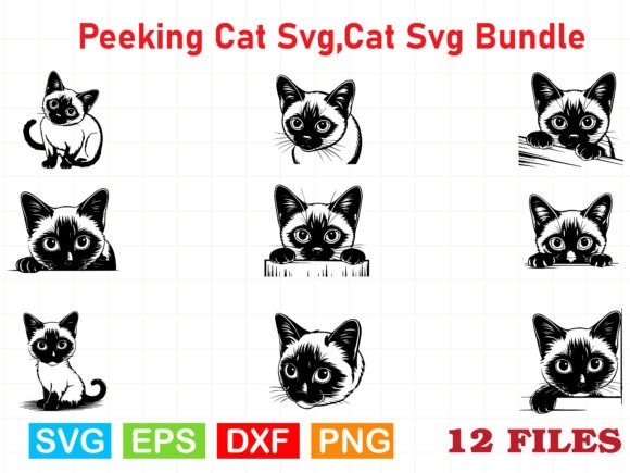Peeking Cat SVG, Cat SVG Bundle