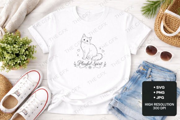 Persian Cat Playful Spirit Cat SVG Art