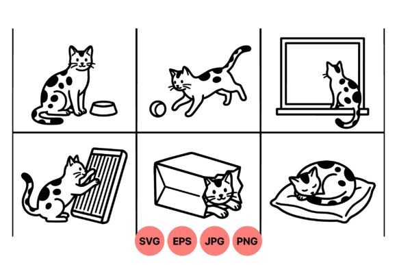 Playful Cat SVG Icon Collection