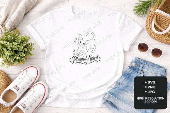 Playful Spirit Cat SVG Design