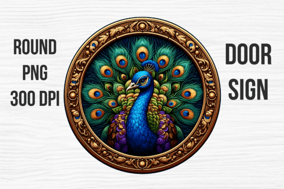 Royal Peacock Feather Door Sign Design