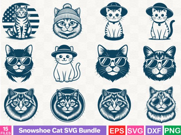 Snowshoe Cat SVG Bundle