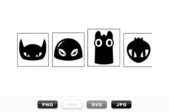 Spooky Monster Face Silhouettes