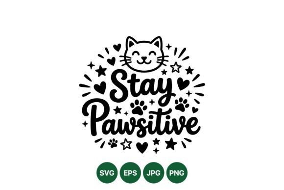Stay Pawsitive Cat SVG Design