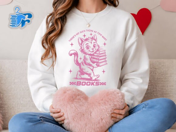 Too Many Books Cute Cat SVG