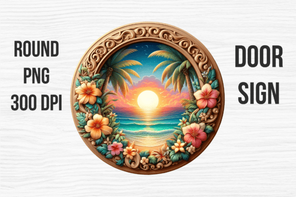 Tropical Beach Hibiscus Floral Door Sign