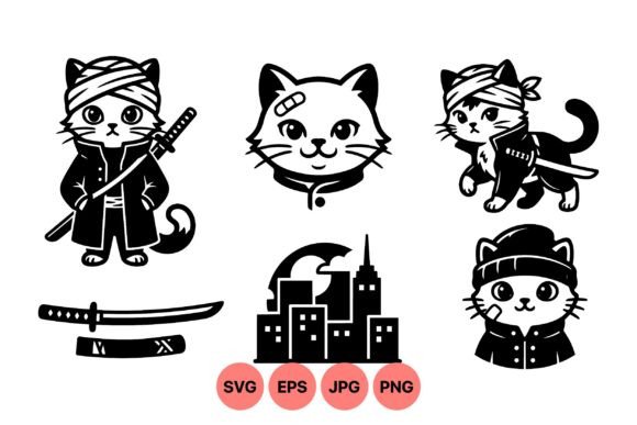 Urban Ninja Cat SVG Clipart