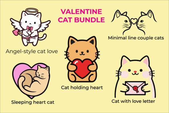 Valentine Cute Cat SVG Bundle